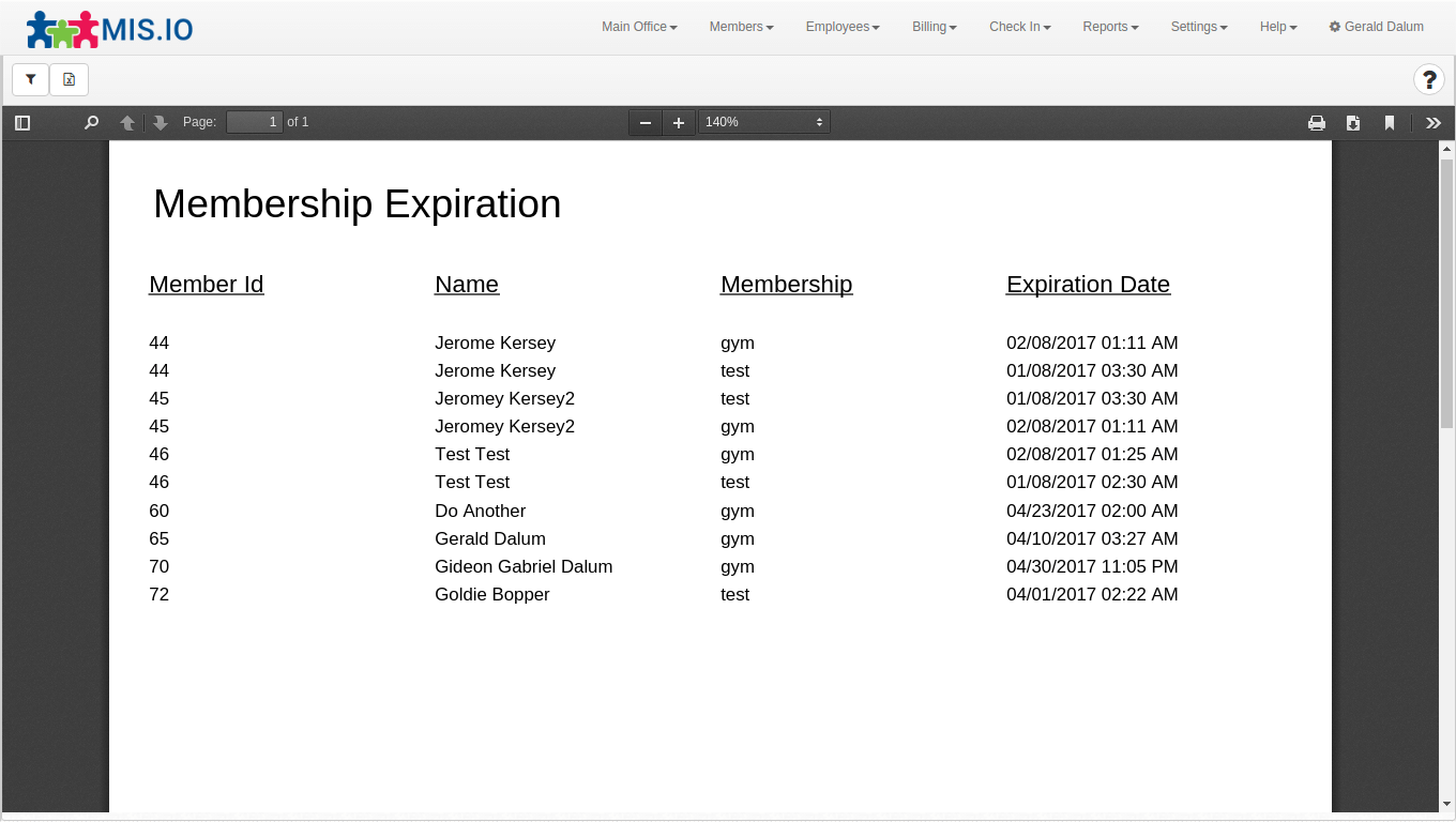 Member Expiration Gym Software Report